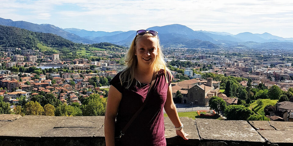 Uitzicht over Bergamo vanuit het oude stadgedeelte città alta.