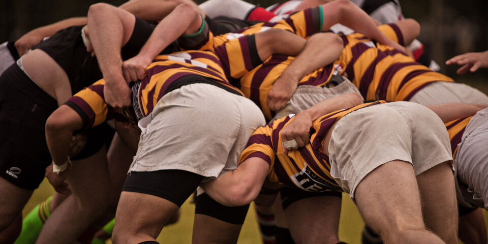 Een rugbywedstrijd tijdens het GNSK van vorig jaar in Eindhoven.