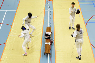 Schermen bij de Fontys Sporthogeschool. Foto | Bart van Overbeeke